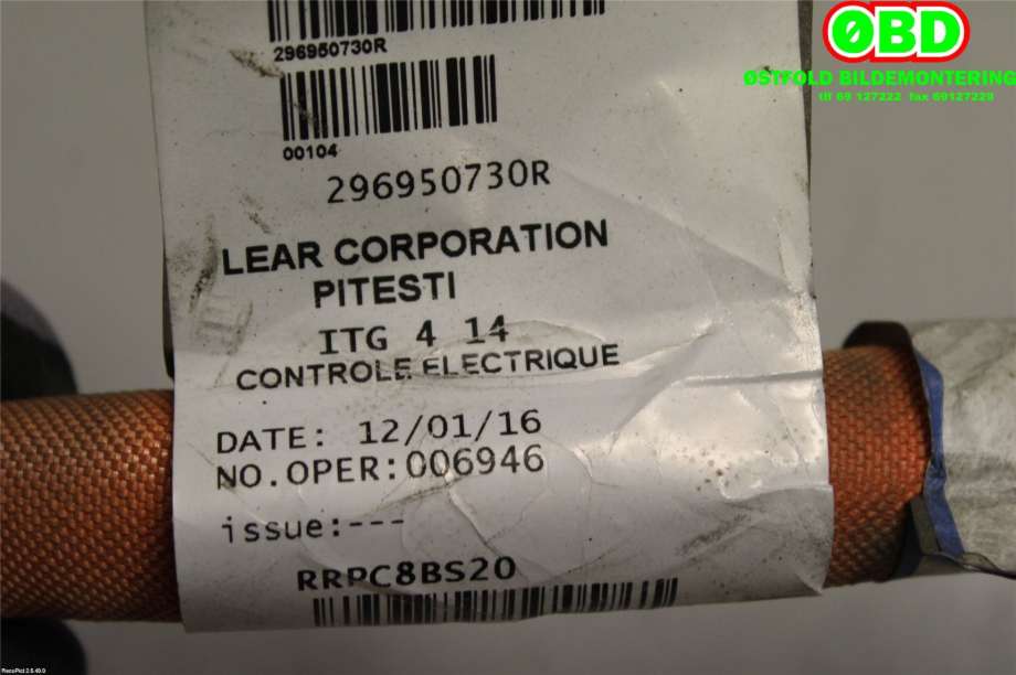 Kabel høy volt (HV) hybrid til Renault Zoe 2013-2019 (Fase 1)  (RENAULT|296951474R||296950730R)