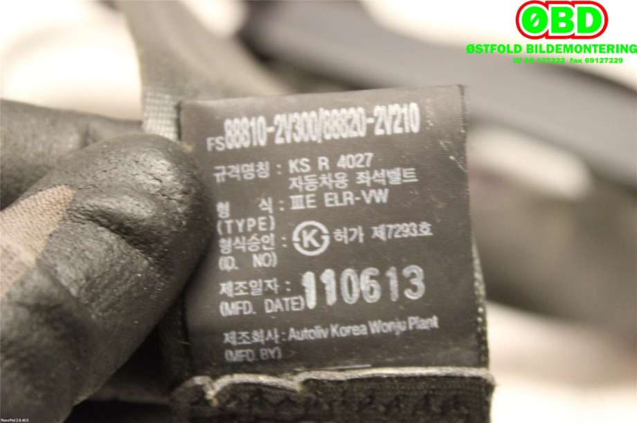 Airbag beltestrammer til Hyundai Veloster 2011-2015 (HYUNDAI|888102V300RY|)