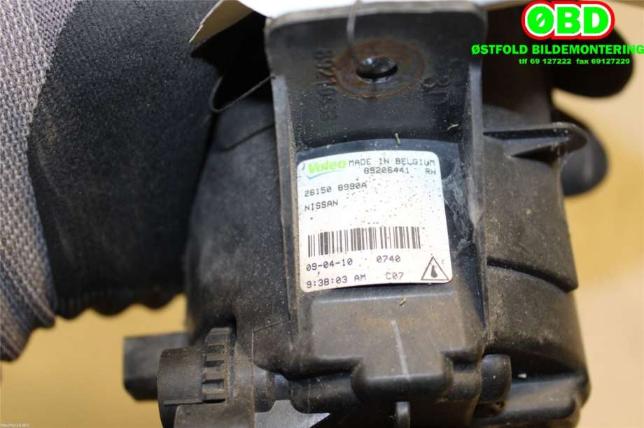 Tåkelykt høyre foran til Nissan Qashqai 2010-2014 (Type I, Fase 2)  (NISSAN|261508990A|261508993A)