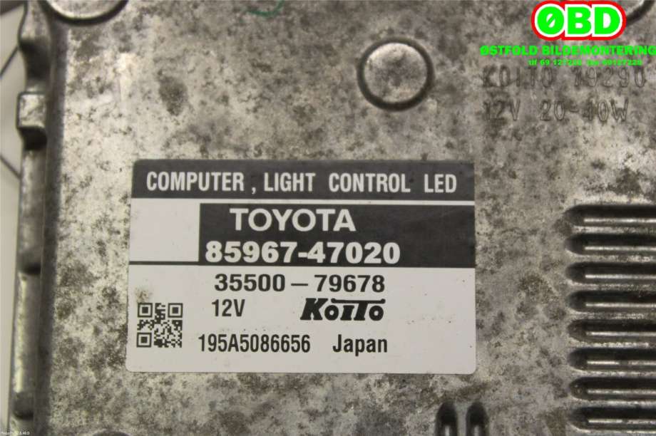 Styreenhet xenon/ballast til Toyota Prius +7 2012-2020 (Type III) (stasjonsvogn) (stasjonsvogn) (8110747290|3550079678|8596747020)
