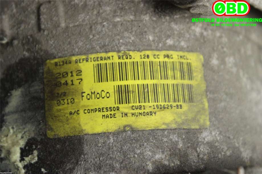 Aircondition kompressor til Ford Fiesta 2008-2012 (Type VI, Fase 1)  (FORD|2027594||CV2119D629BB)