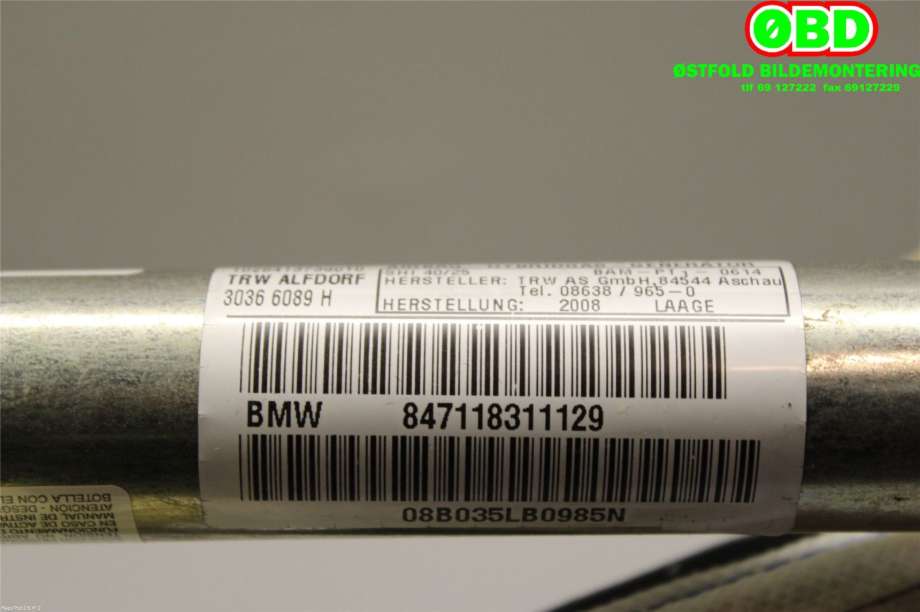 Airbag gardin venstre til BMW 3-Serie 2005-2011 (E90/E91/E92/E93) (E90/E91/E92/E93) (BMW|72 12 7 118 311|)