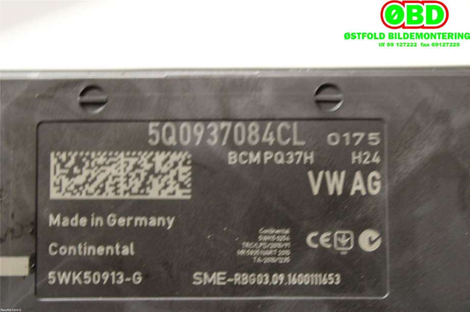 Styreenhet comfort (BCM) til VW e-Golf 2017-2020 (Fase 2)  (VOLKSWAGEN|5Q0 937 084 CL||5Q0937084CL)