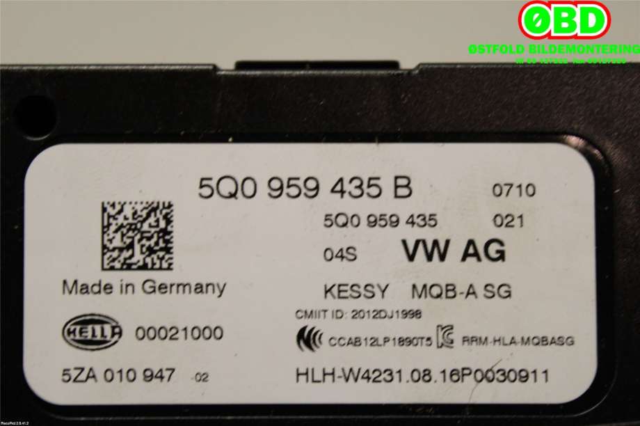 Styreenhet nøkkelfri/keyless til VW e-Golf 2017-2020 (Fase 2)  (VOLKSWAGEN|5Q0 959 435 B||5Q0959435B)