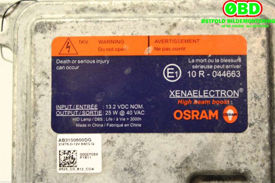 Styreenhet xenon/ballast til Hyundai Ioniq Electric 2016-2019 (Fase 1)  (HYUNDAI||AB3150600DG)