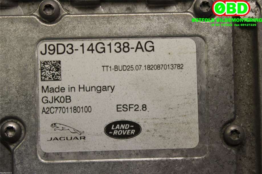 Inverter elbil til Jaguar I-PACE 2018-->>  (JAGUAR|T4K5589||J9D314G138AG)