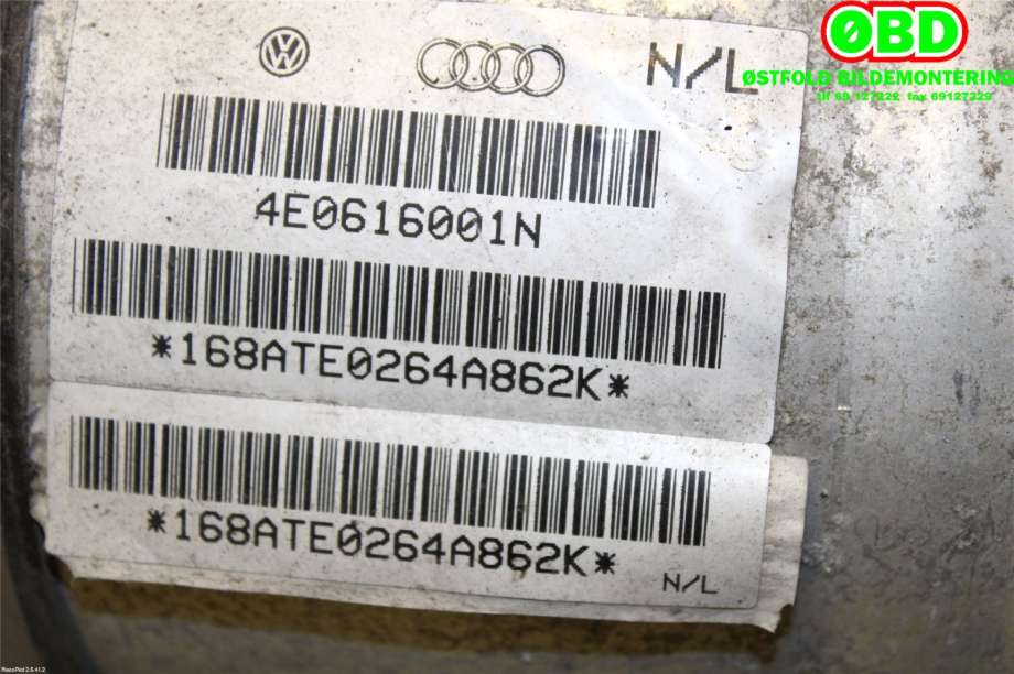 Fjær foran nivå luftpute/belg til Audi A8 2003-2010 (Type II) (AUDI|4E0 616 001 N|4E0 616 001 R|4E0616001N)