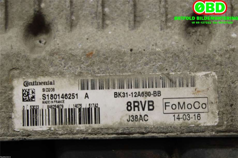 Styreenhet motor til Ford Transit 2014-->>  (|BK3112A650BB)