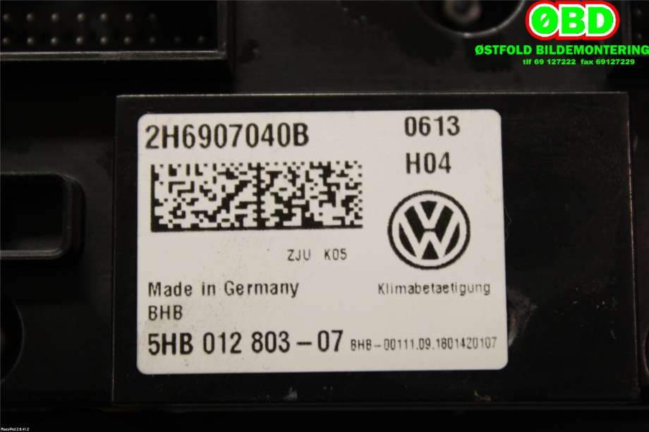Varmeapparat betjening til VW Amarok 2016-2022 (Type I, Fase 2)  (VOLKSWAGEN|2H6 907 040 B||2H6907040B)