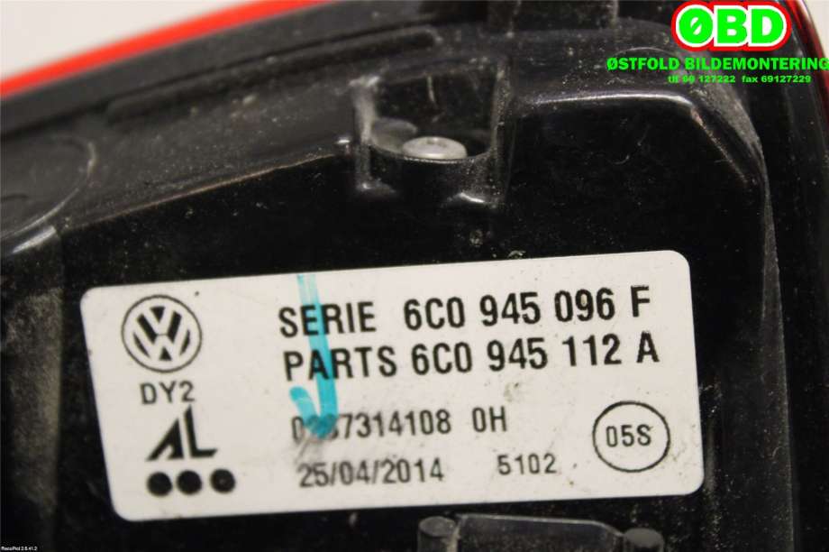 Baklykt høyre til VW Polo 2014-2017 (Type V, Fase 2)  (VOLKSWAGEN|6C0 945 096 K||6C0945096F)