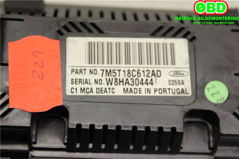 Varmeapparat betjening til Ford Focus 2004-2007 (Type II, Fase 1)  (FORD|1698890||7M5T18C612AD)