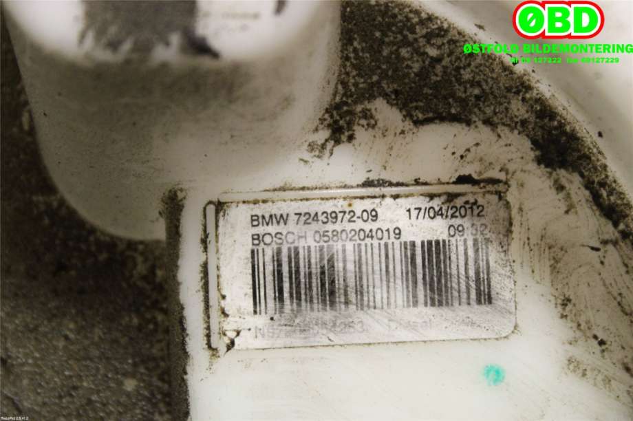 Dieselpumpe fødepumpe til BMW 1-Serie 2011-2015 (Fase 1) (F20/F21) (F20/F21) (BMW|16 11 7 243 972||7243972)