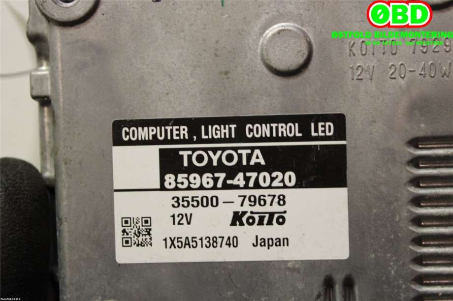 Styreenhet xenon/ballast til Lexus CT 2010-2020  (8110747290|3550079678|8596747020)