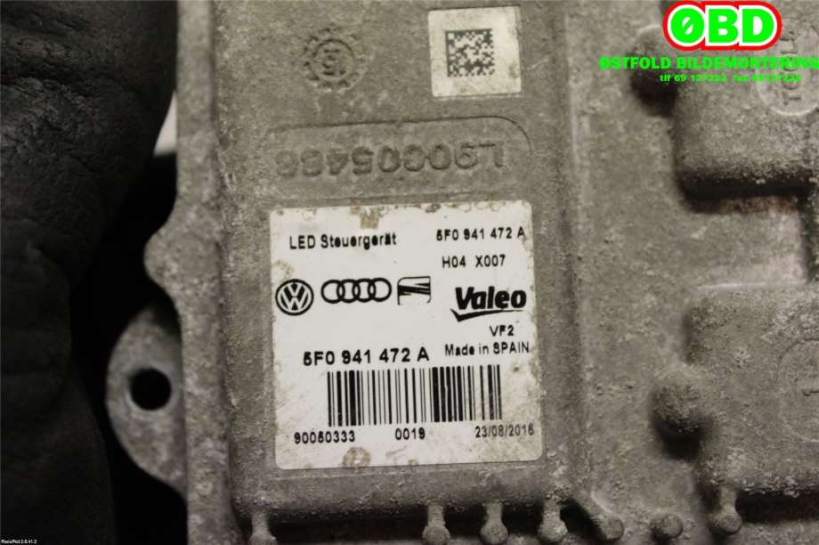 Styreenhet xenon/ballast til VW e-Golf 2014-2017 (Fase 1)  (VOLKSWAGEN|5F0 941 472 A||5F0941472A)