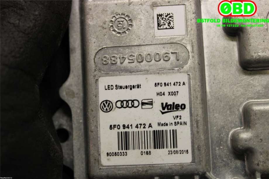 Styreenhet xenon/ballast til VW e-Golf 2014-2017 (Fase 1)  (VOLKSWAGEN|5F0 941 472 A||5F0941472A)