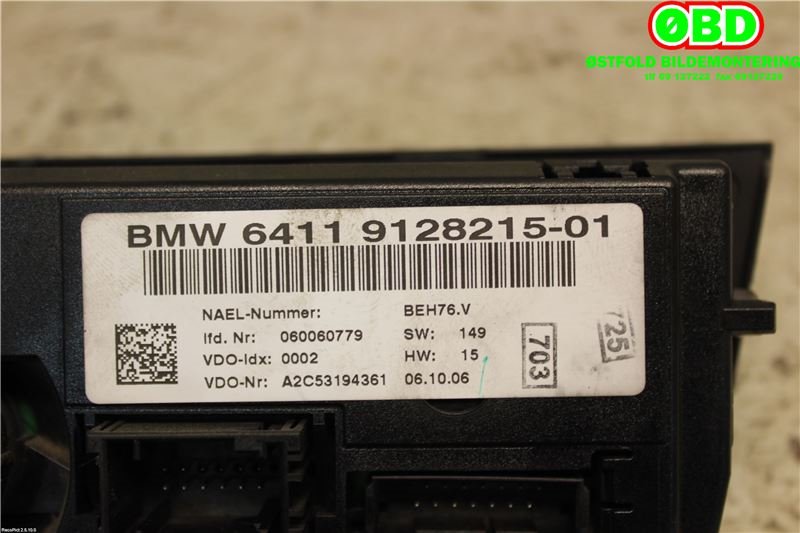 Varmeapparat betjening til BMW 1-Serie 2004-2011 (E81/E82/E87/E88) (E81/E82/E87/E88) (BMW|64 11 9 199 259||64119128215)