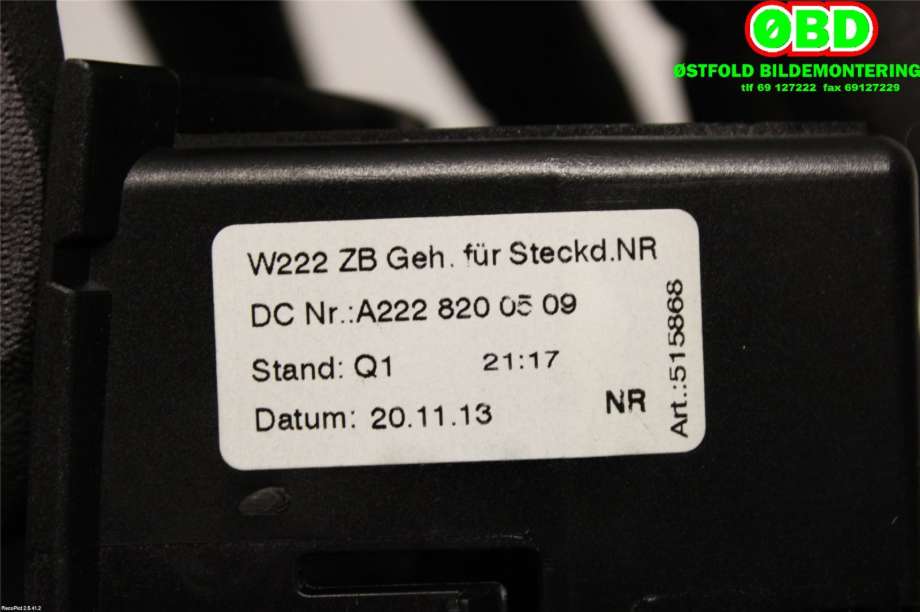 Dashbord askebeger til Mercedes S-Klasse 2013-2020 (W222) (W222) (MERCEDES|A 222 820 05 09||2228200509)