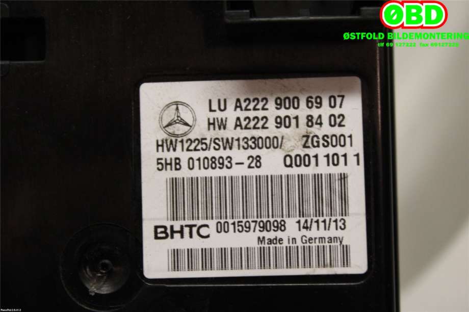 Varmeapparat diverse til Mercedes S-Klasse 2013-2020 (W222) (W222) (MERCEDES|A 222 900 69 07|A 222 900 64 07|2229006907)
