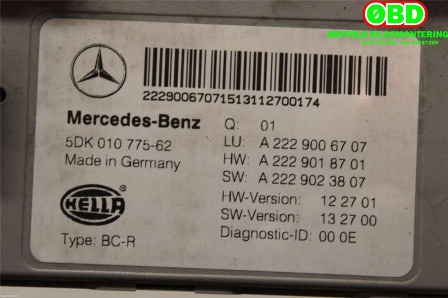 Styreenhet diverse til Mercedes S-Klasse 2013-2020 (W222) (W222) (MERCEDES|A 222 900 67 07||2229006707)