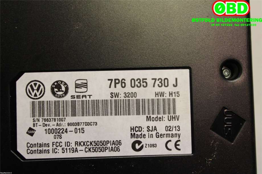 Styreenhet diverse til VW Passat 2011-2015 (B7) (B7) (VOLKSWAGEN|7P6 035 730 J|7P6 035 730 M|7P6035730J)