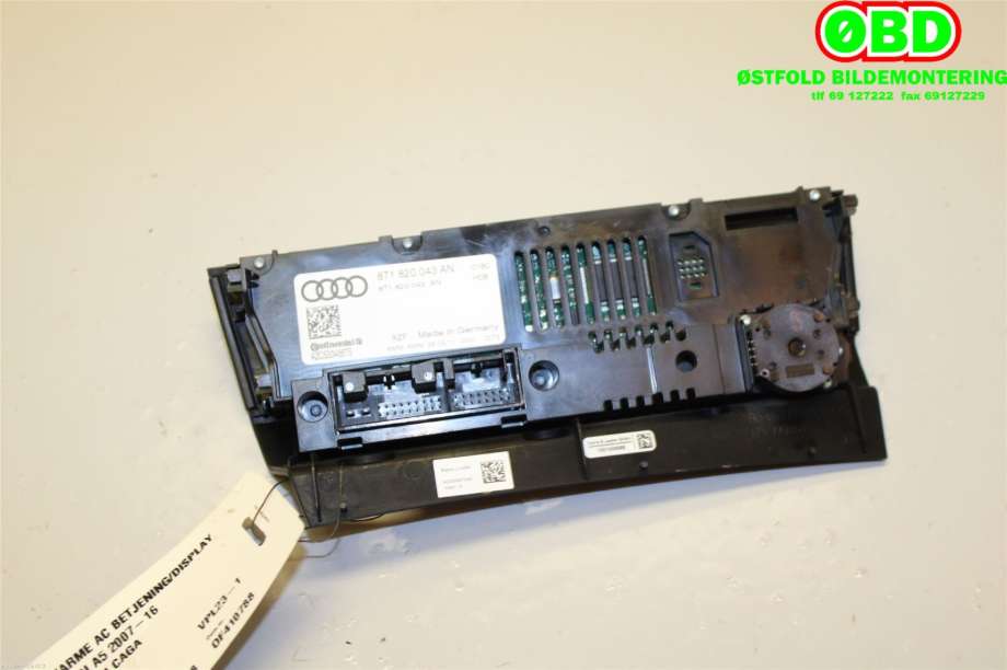 Varmeapparat betjening til Audi A5 2007-2016 (Type I)  (AUDI|8T1 820 043 AH||8T1820043AN)