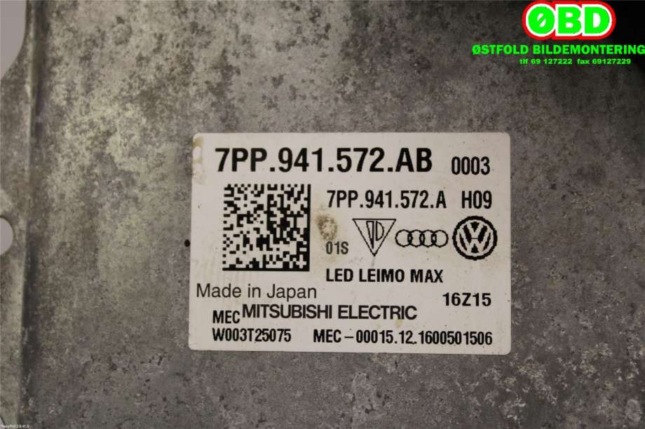 Styreenhet xenon/ballast til VW Passat 2015-2019 (Fase 1) (B8) (B8) (VOLKSWAGEN|7PP 941 572 AB||7PP941572AB)