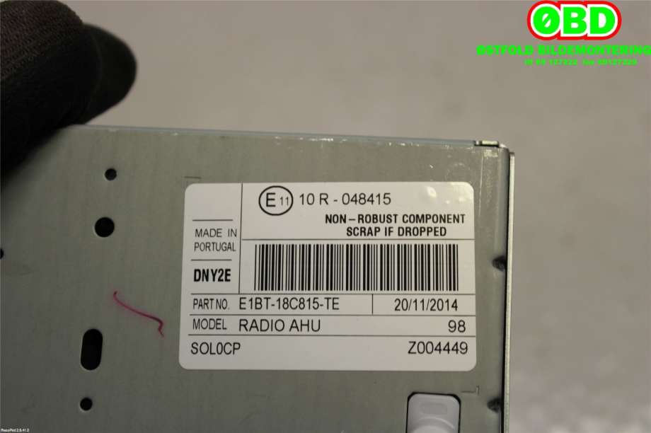 Bilstereo til Ford Fiesta 2013-2017 (Type VI, Fase 2)  (FORD|2342422||E1BT18C815TE)