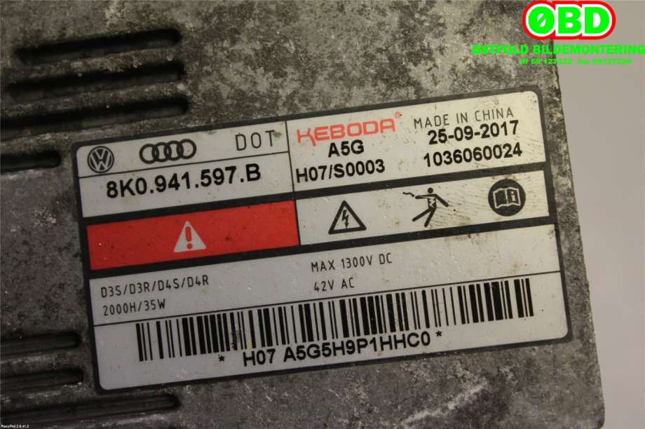 Styreenhet xenon/ballast til VW Passat 2011-2015 (B7) (B7) (VOLKSWAGEN|8K0 941 597 B||8K0941597B)