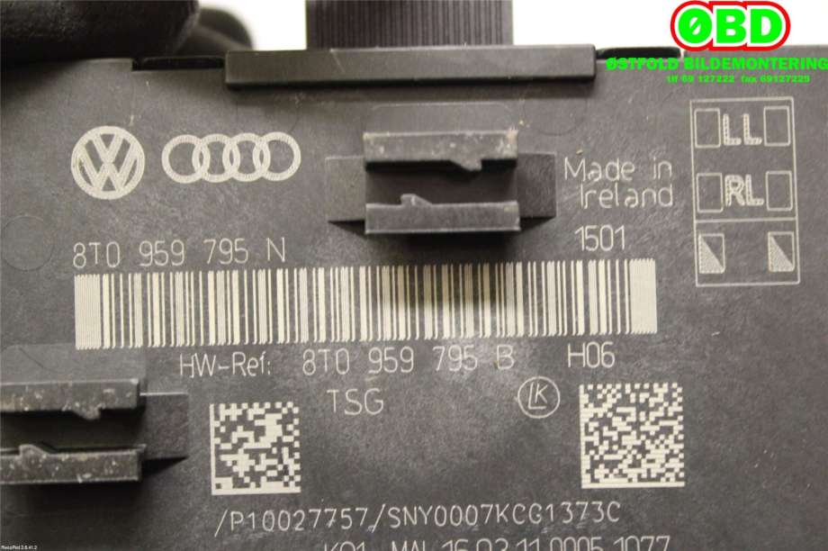 Styreenhet dør venstre foran til Audi A5 2007-2016 (Type I)  (AUDI|8T0 959 795 H||8T0959795N)