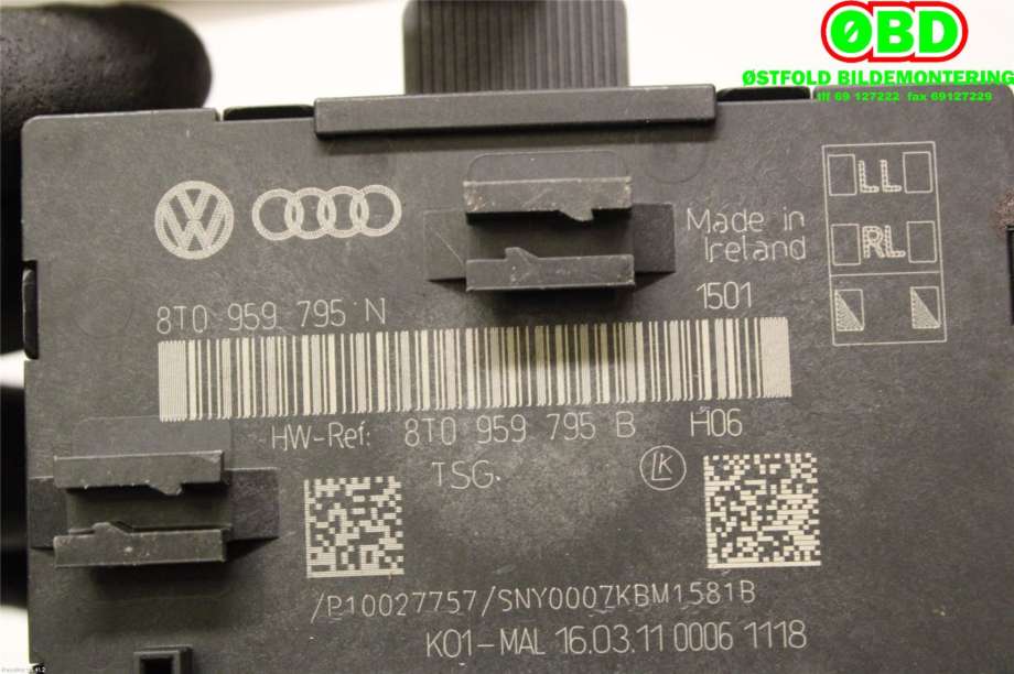 Styreenhet dør venstre foran til Audi A5 2007-2016 (Type I)  (AUDI|8T0 959 795 H||8T0959795N)