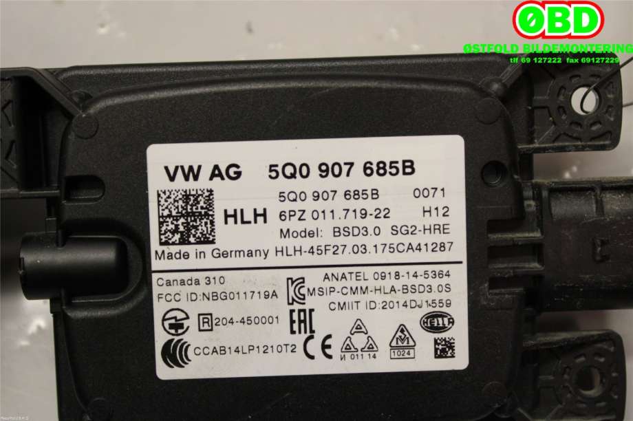 Sensor radar til Škoda Kodiaq 2017-->>  (SKODA|5Q0 907 685 B||5Q0907685B)
