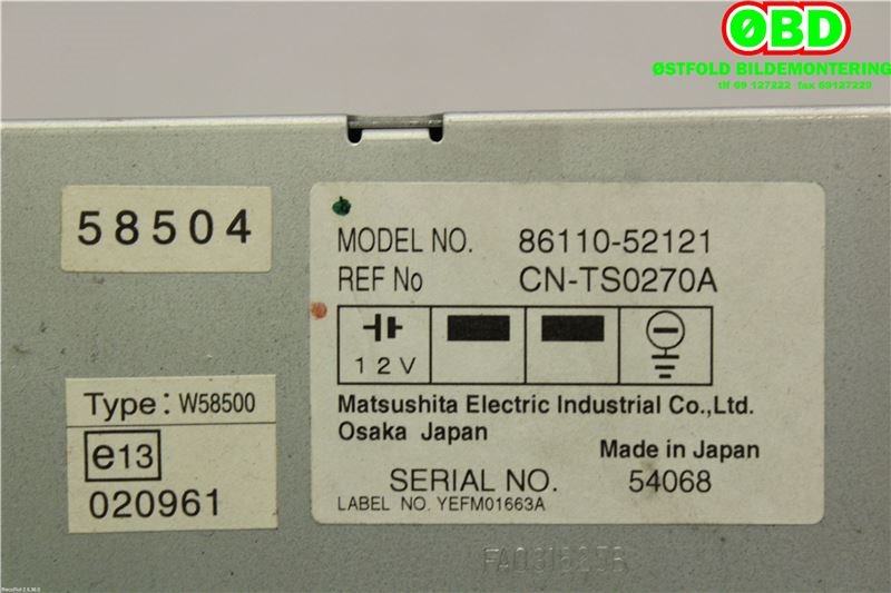 Diverse deler til Toyota Yaris Verso 1999-2007  (TOYOTA||8611052121)
