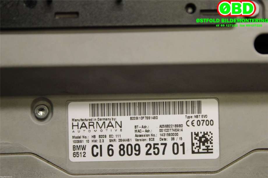 Bilstereo navigasjon til BMW 7-Serie 2015-->> (G11/G12) (G11/G12) (BMW|65 12 8 796 217||65126809257)