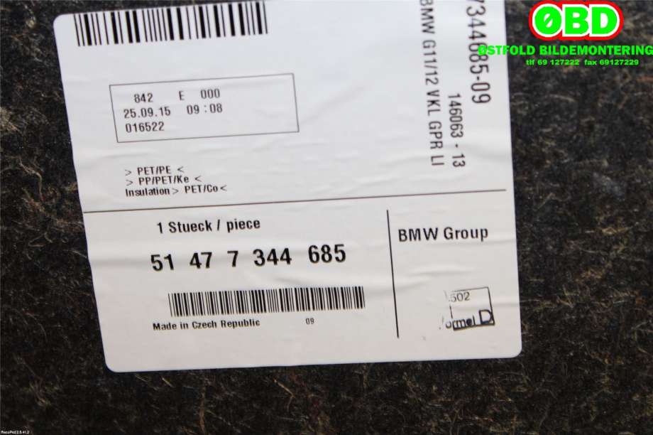 Innredning pakke til BMW 7-Serie 2015-->> (G11/G12) (G11/G12) (BMW|51477344685|)