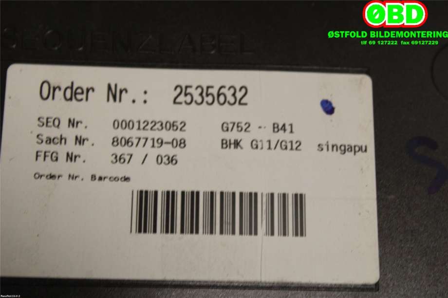 Lister til BMW 7-Serie 2015-->> (G11/G12) (G11/G12) (BMW|51248491772|)