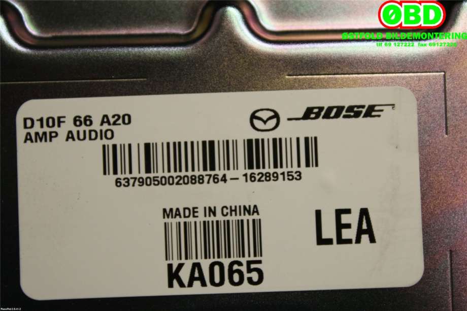 Bilstereo forsterker til Mazda CX-3 2015-2022 (MAZDA|D10F66A20|)