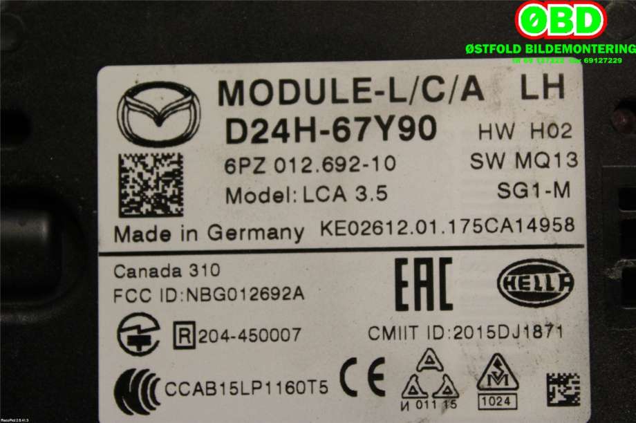 Sensor radar til Mazda CX-3 2015-2022  (MAZDA|D24H67Y90|)