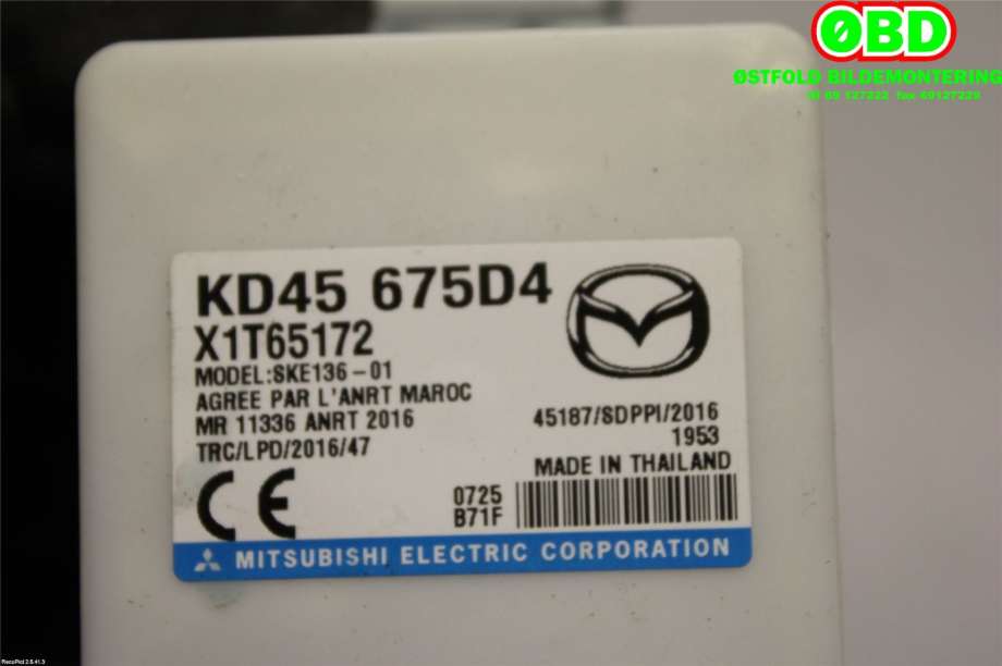 Styreenhet nøkkelfri/keyless til Mazda CX-3 2015-2022  (MAZDA|KD45675D4|)