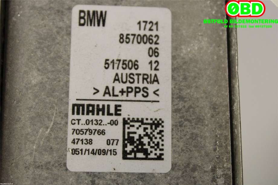 Oljekjøler til BMW 7-Serie 2015-->> (G11/G12) (G11/G12) (BMW|17 21 8 570 062||17218570062)