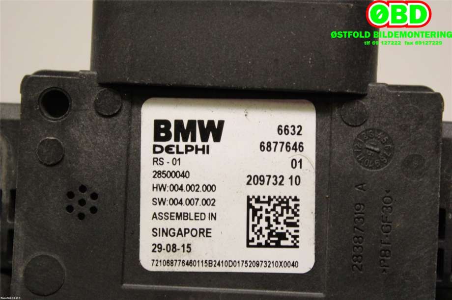 Sensor radar til BMW 7-Serie 2015-->> (G11/G12) (G11/G12) (BMW|66 32 6 877 646|66 32 6 891 728|6877646)