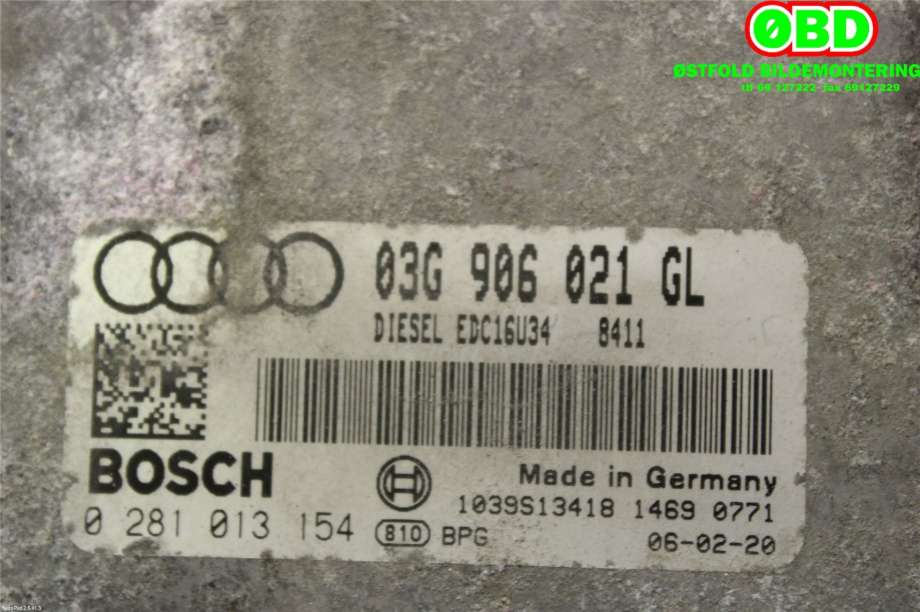Styreenhet motor til Audi A3 2003-2008 (Type II, Fase 1)  (AUDI|03G997056DX||03G906021GL)