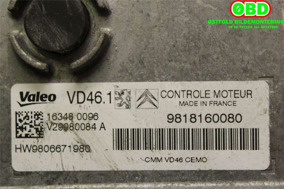 Styreenhet motor til Peugeot 2008 2013-2019 (Type I)  (PEUGEOT|1628930180||9818160080)