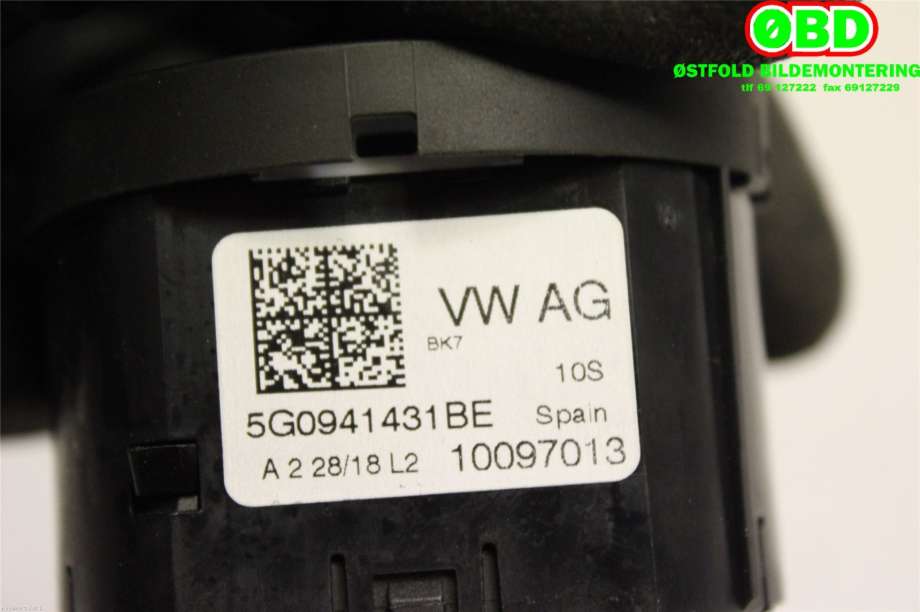 Bryter lys til VW e-Golf 2017-2020 (Fase 2) (VOLKSWAGEN|5G0 941 431 BE||5G0941431BE)