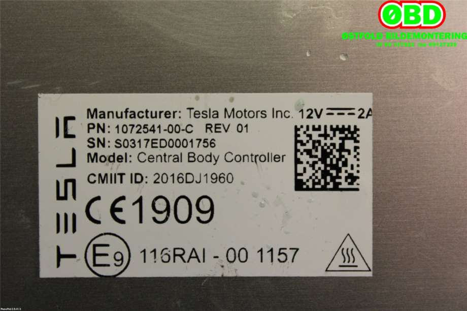 Styreenhet comfort (BCM) til Tesla Model X 2016-->>  (TESLA|107254100C|)