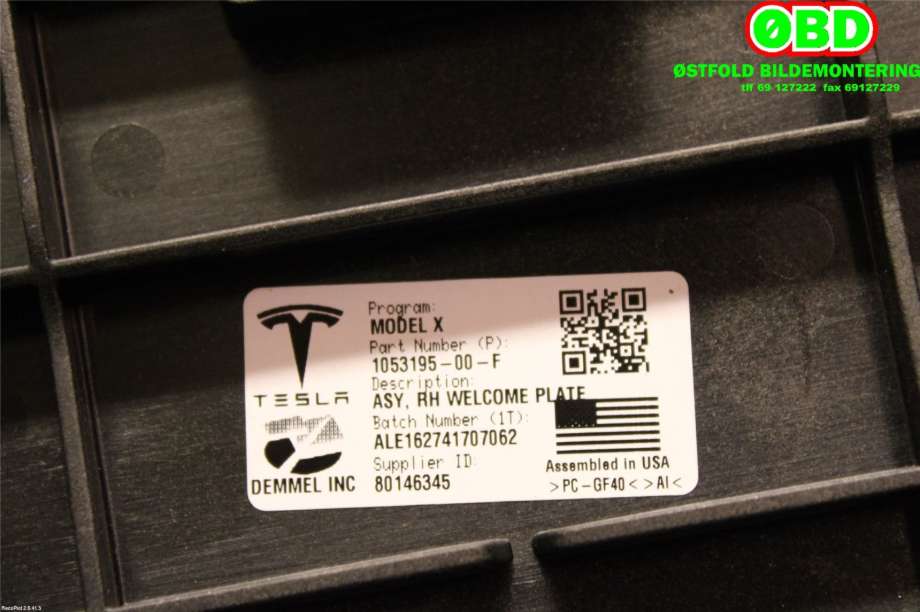 Diverse deler til Tesla Model X 2016-->> (TESLA|105319500F|)