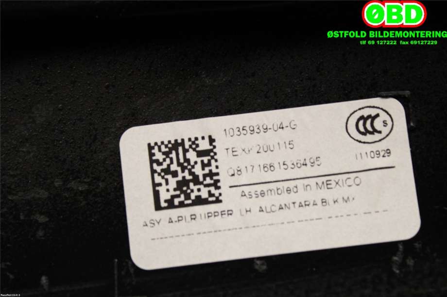 Innredning diverse til Tesla Model X 2016-->>  (TESLA|103593904G|)