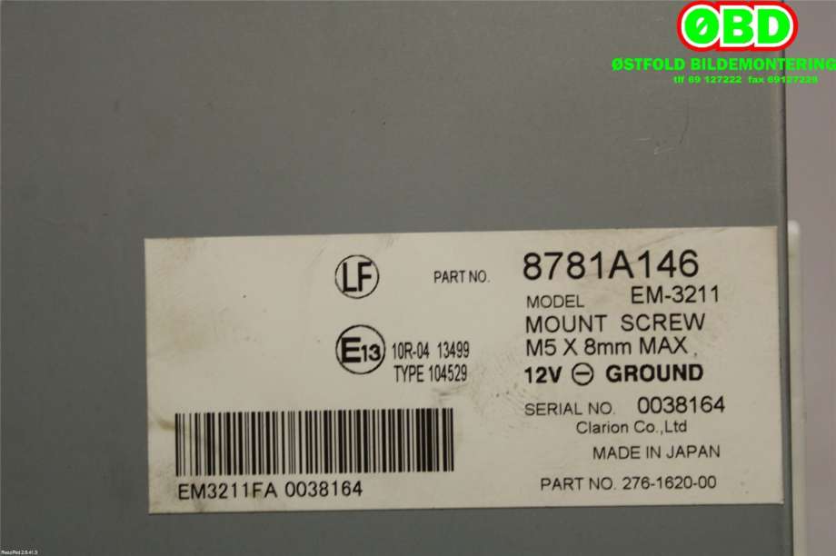 Styreenhet diverse til Mitsubishi Outlander 2015-->> (Type III, Fase 2)  (MITSUBISHI|8781A146|)