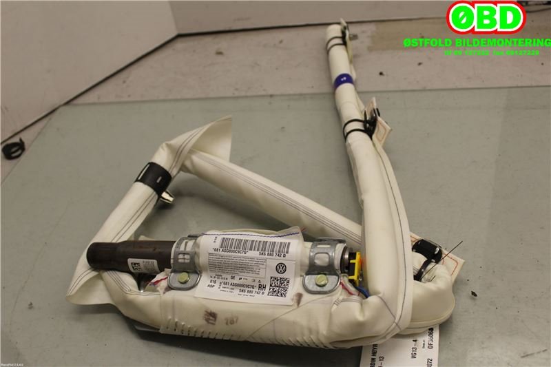 Airbag gardin høyre til VW Golf VI 2008-2012 (VOLKSWAGEN|5K6 880 742 D|5K6 880 742 F|5K6880742D)