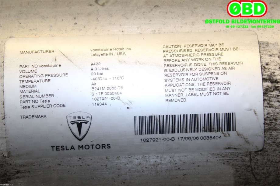 Diverse deler til Tesla Model X 2016-->>  (TESLA|102792100B|)