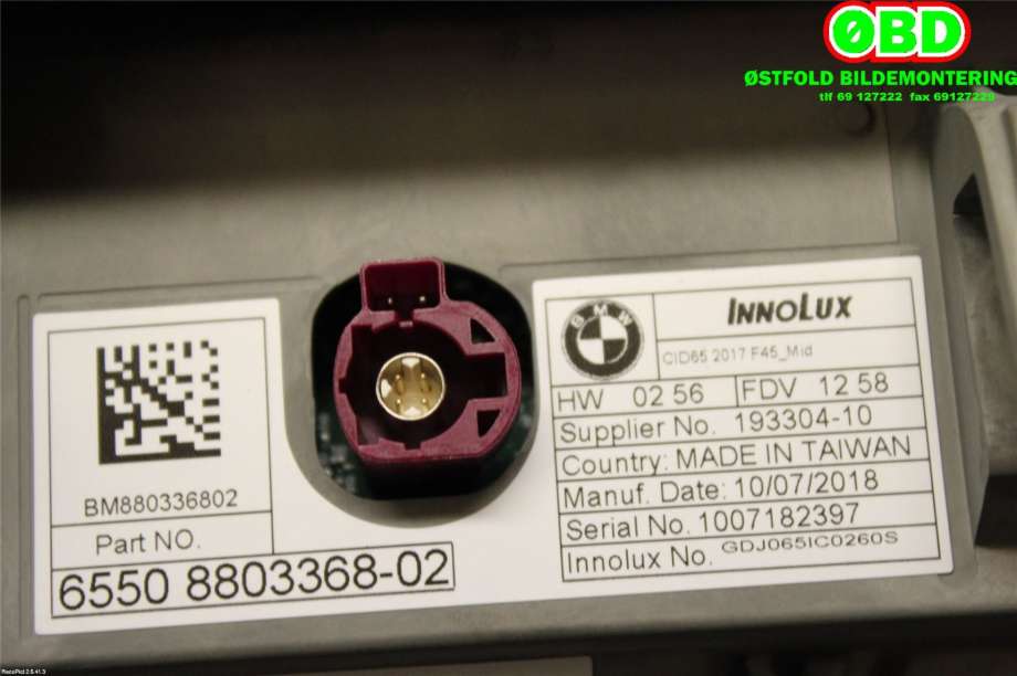 Multimedia display (MCU - Media Controller Unit) til BMW 2-Serie 2014-2021 (F22/F23) (F22/F23) (BMW|65 50 8 803 368||65508803368)